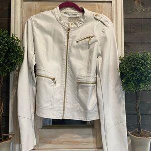 Guess cream / white faux leather jacket